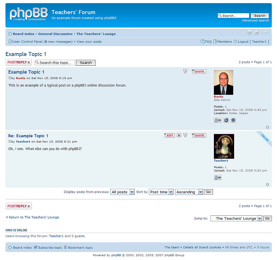 Figure 6. An example discussion using phpBB3